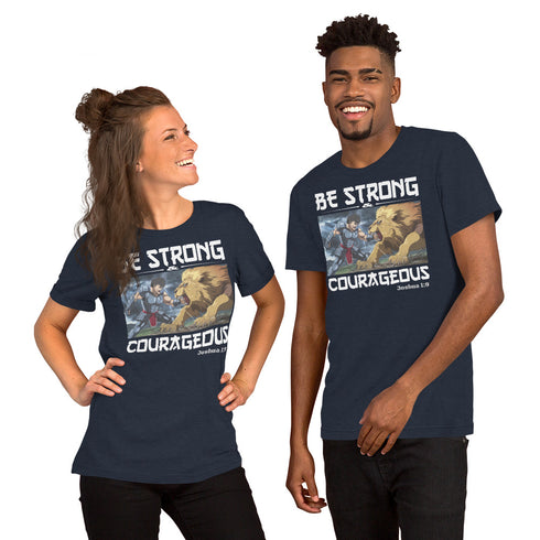 Be Strong and Courageous Christian Bible Verse T-Shirt